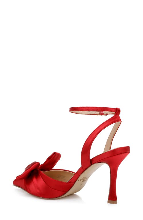 Jewel Badgley Mischka Francine Ankle Strap Pointed Toe Sandal In Red