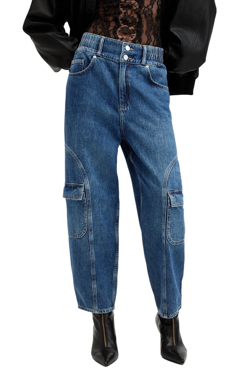 AllSaints Hailey High Waist Straight Leg Cargo Jeans, Main, color,