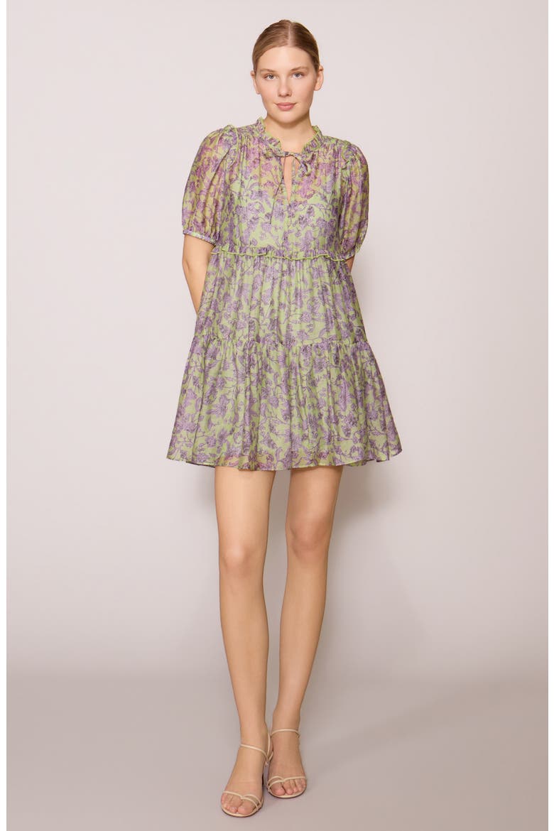 Print Voile Babydoll Dress, Alternate, color, SAGE LILAC