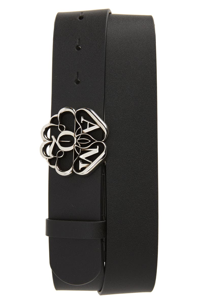 McQueen Alexander McQueen Seal Buckle Leather Belt, Main, color, 