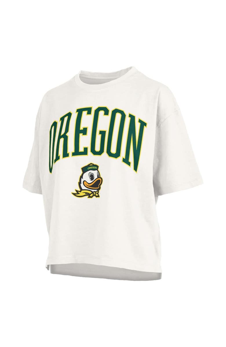 PRESSBOX Women's Pressbox White Oregon Ducks Nelson Arch Over Logo Waist Length Oversized Slub T-Shirt, Alternate, color, White