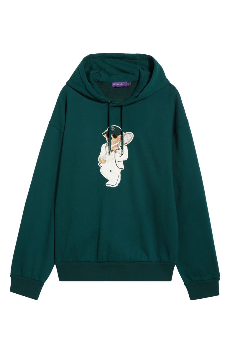 Ralph Lauren Purple Label Polo Bear Cotton & Cashmere Graphic Hoodie, Main, color, Moss Agate
