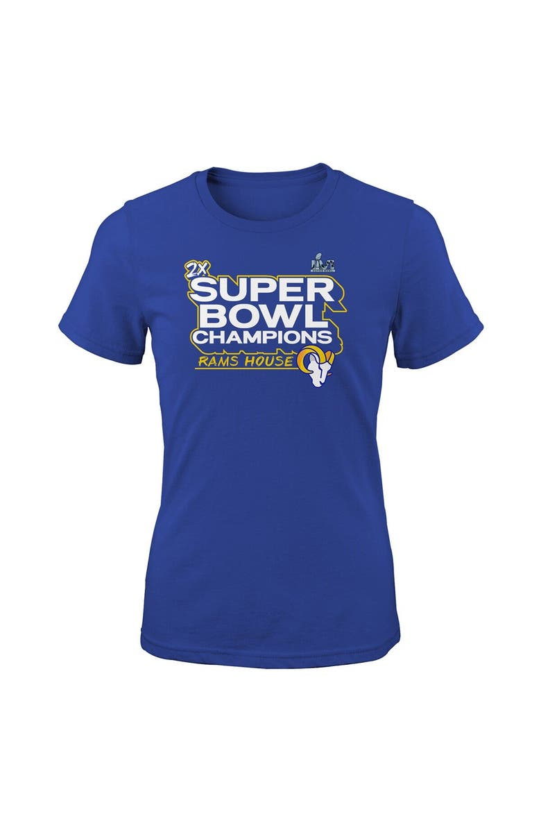 FANATICS Girls Youth Fanatics Branded Royal Los Angeles Rams Super Bowl LVI Champions Parade T-Shirt, Alternate, color, 