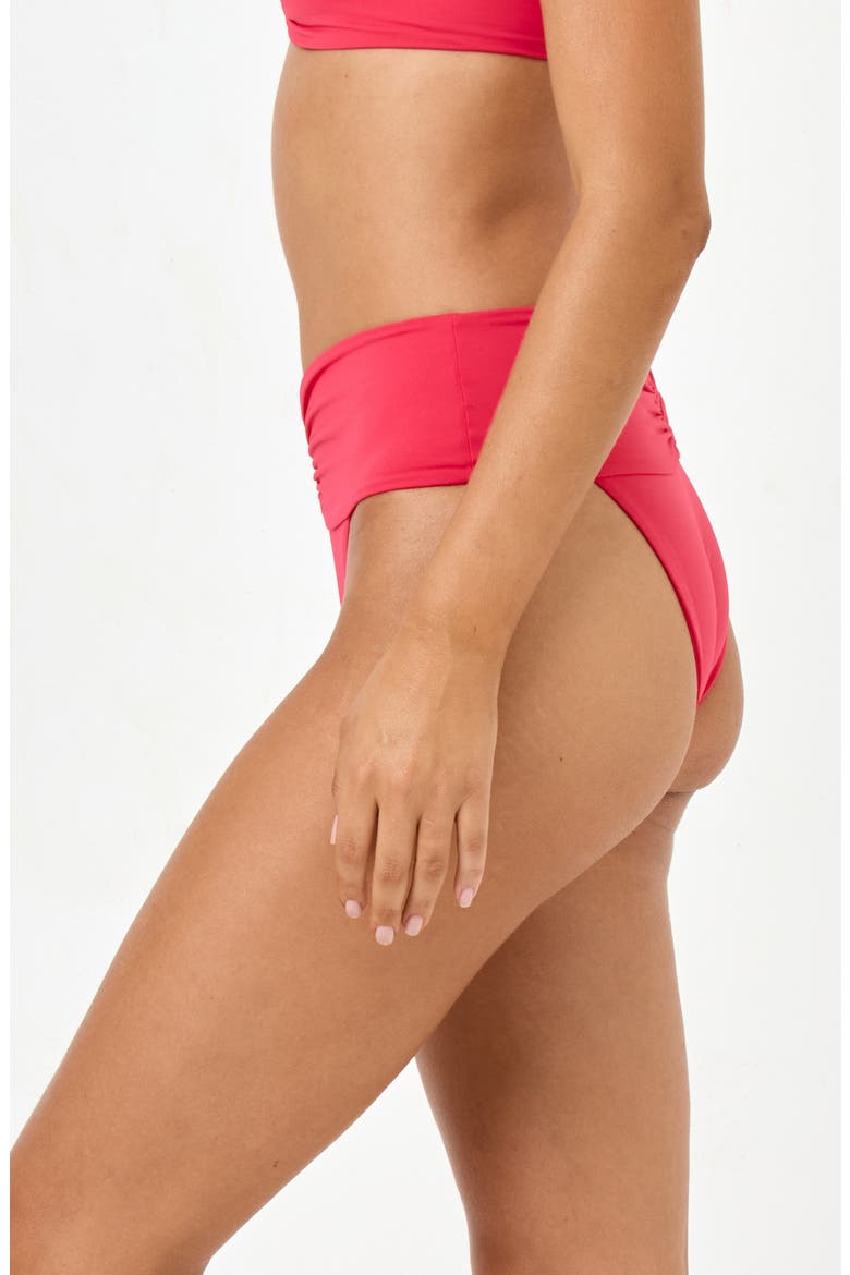 Bardot Ruched Bikini Bottoms, Alternate, color, POUT