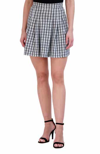 Pleated Tweed Knit Miniskirt