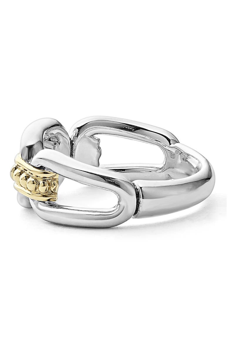 Signature Caviar Oval Link Ring, Alternate, color, SILVER GOLD