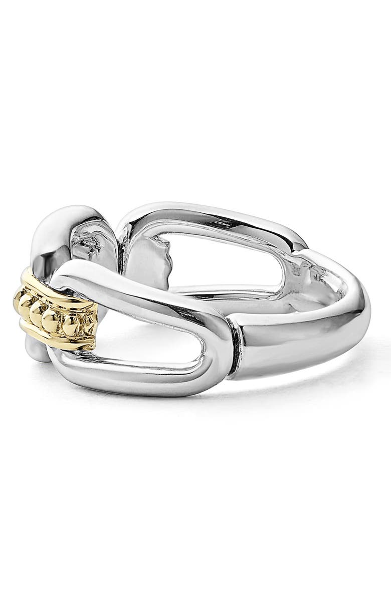 LAGOS Signature Caviar Oval Link Ring, Alternate, color, Silver Gold