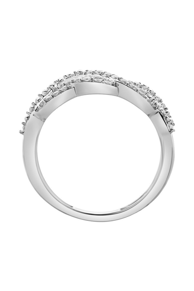 Amika 14K Gold Round Diamond Studded Woven Band Ring - 0.2cts, Alternate, color, 14K White Gold