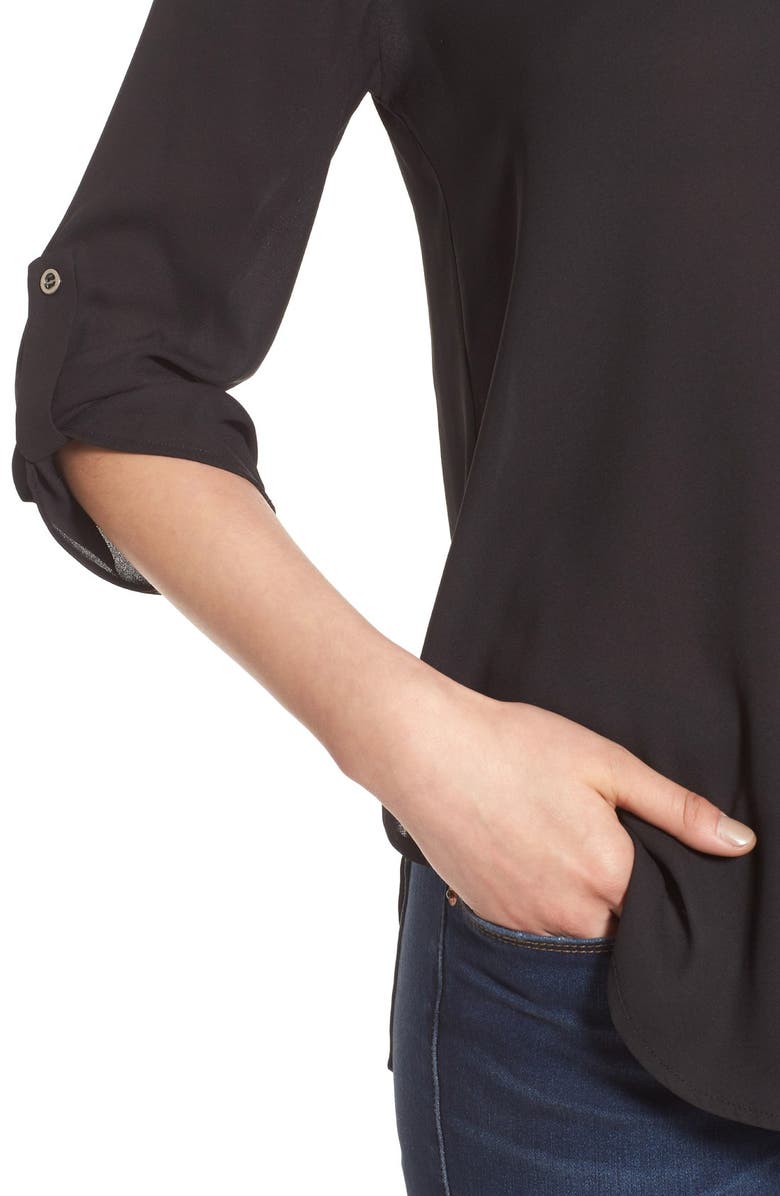All in Favor V-Neck Crepe Blouse, Alternate, color,