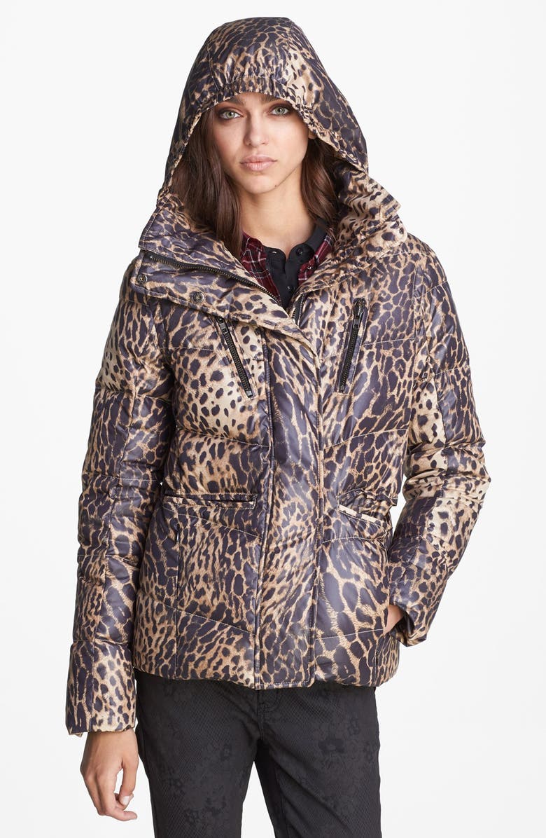 The Kooples Leopard Print Puffer Jacket, Alternate, color, 