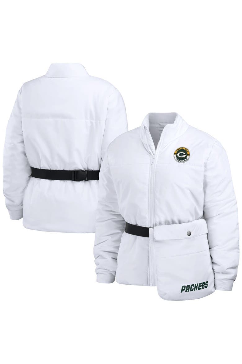 Women's WEAR by Erin Andrews  White Green Bay Packers Packaway Full-Zip Puffer Jacket, Main, color, White