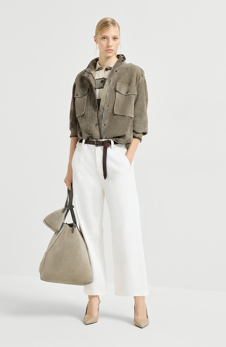 Brunello Cucinelli Couture suede outerwear, Alternate, color, Green