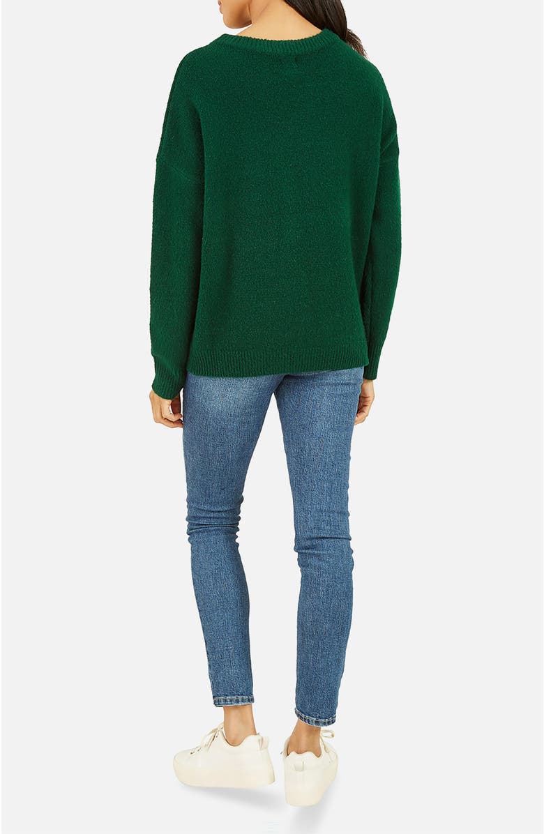 Yumi Sequin Bow Knitted Sweater, Alternate, color, Green