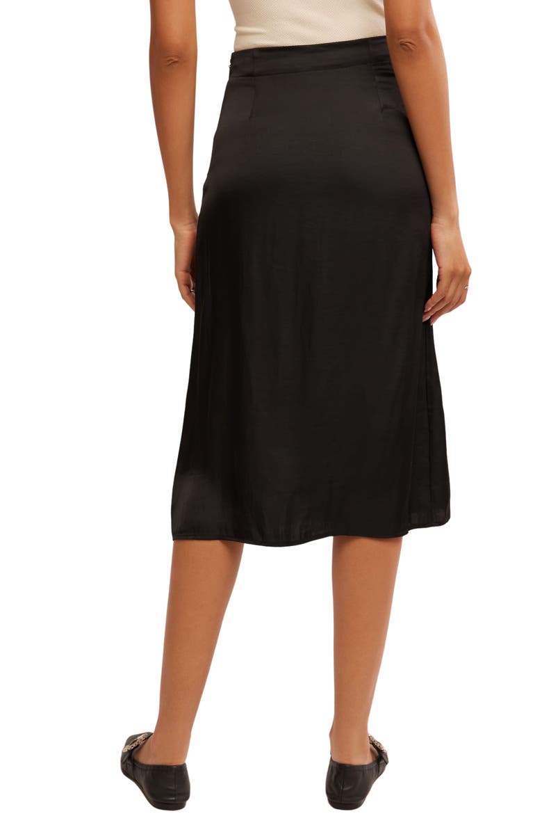Analise Button Front Satin Midi Skirt