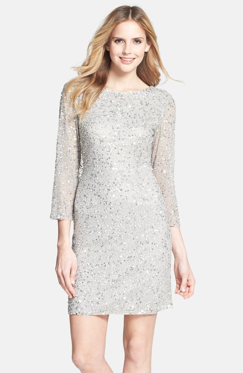 Pisarro Nights Cowl Back Sequin & Bead Dress, Main, color, 