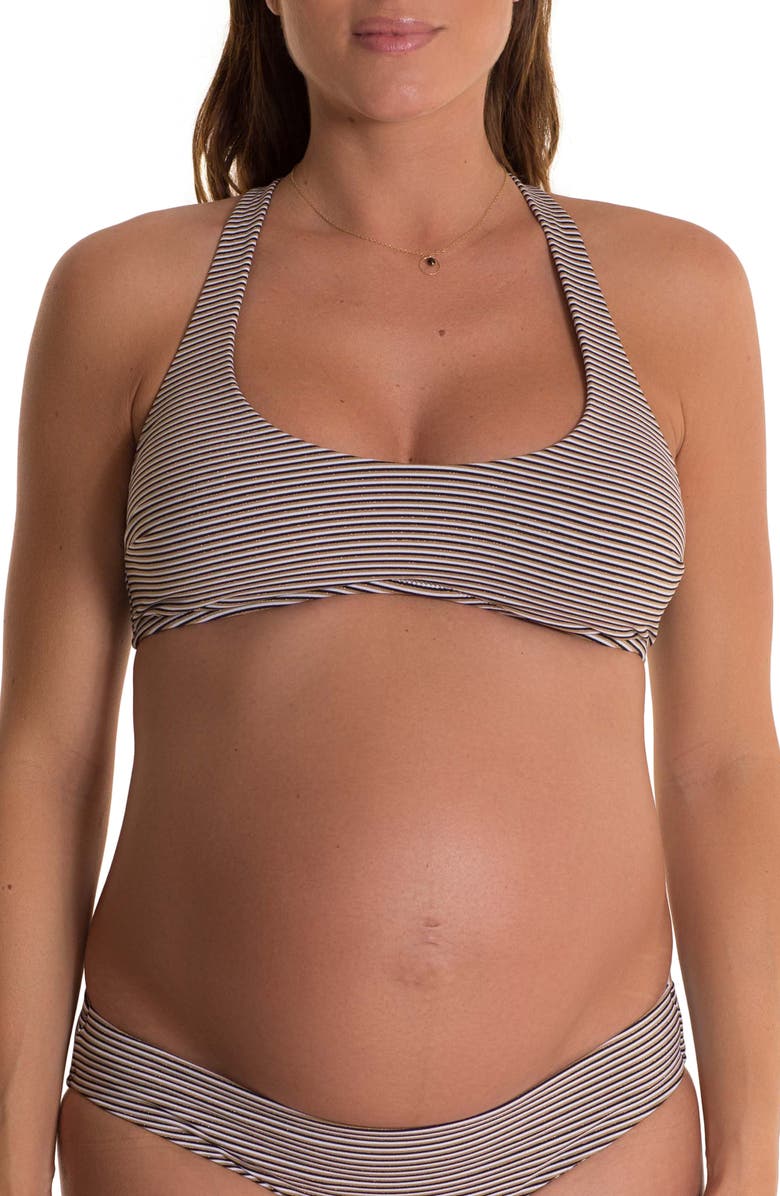 Pez D'Or Olivia Stripe Maternity Bikini Top, Main, color,