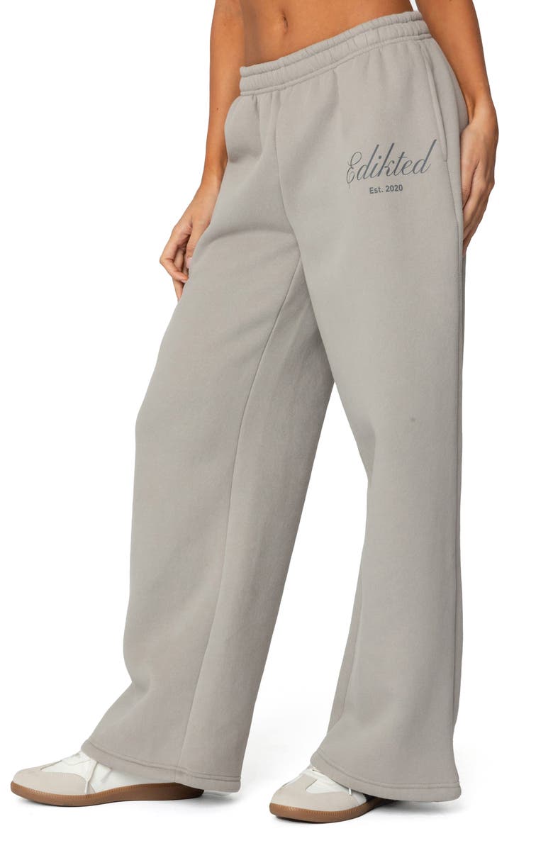 EDIKTED Get Edikted Wide Leg Sweatpants, Alternate, color, Gray