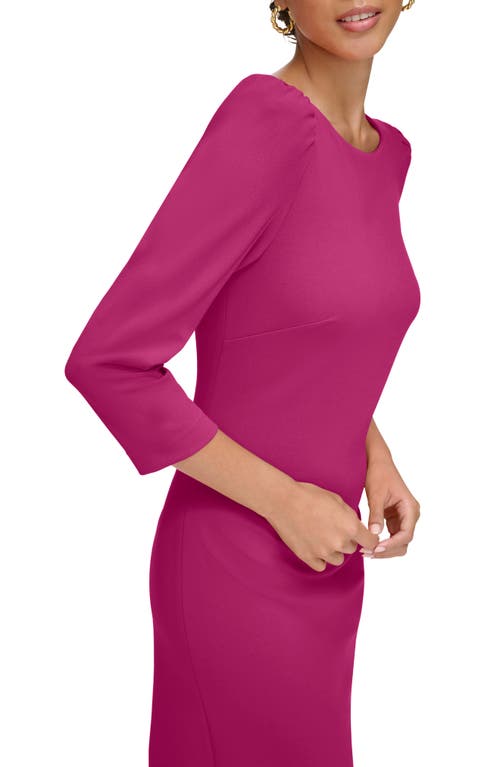 Calvin Klein Scuba Crepe Three-quarter Sleeve Sheath Dress In Pink