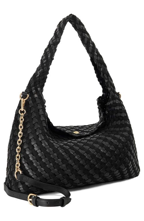 Dune London Deliberate L Woven Shoulder Bag In Black