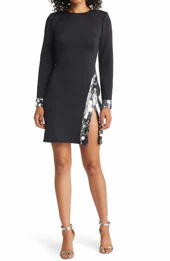 SHO by Tadashi Shoji Sequin Detail Long Sleeve Cocktail Dress