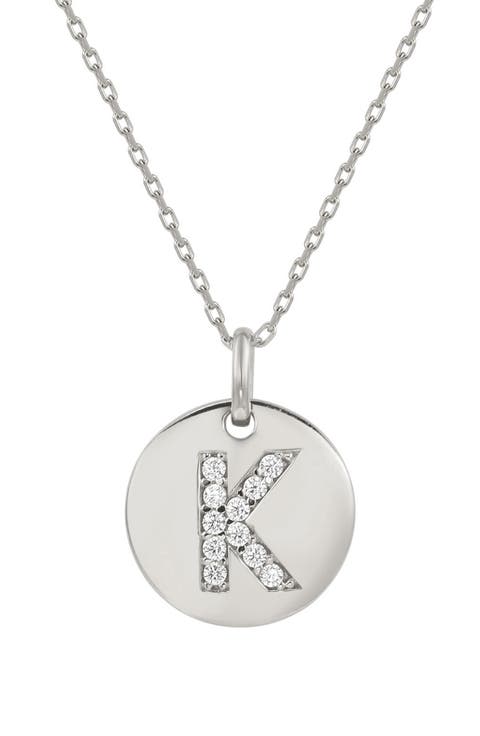 Cubic Zirconia Initial Disc Pendant Necklace