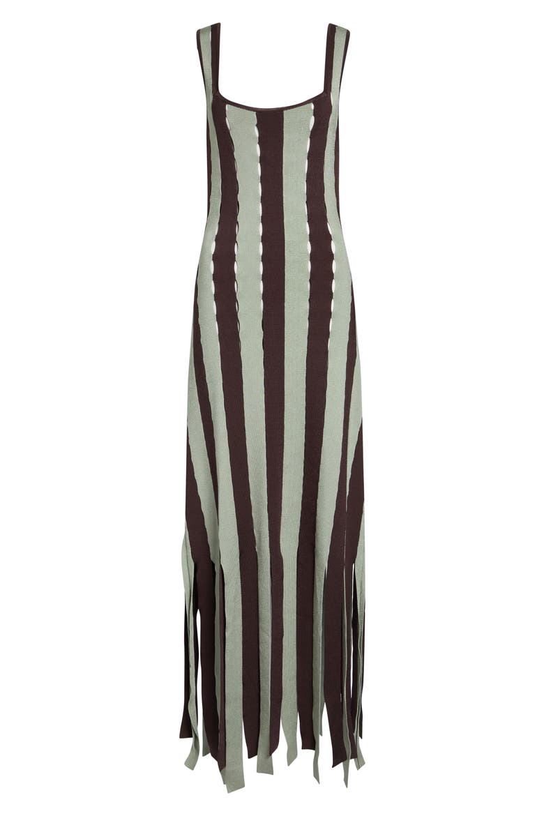 Calhoun Stripe Openwork Car Wash Hem Sweater Dress, Alternate, color, PISTACHIO/ ESPRESSO