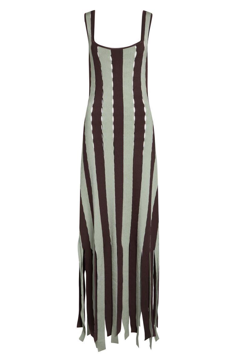 ZANKOV Calhoun Stripe Openwork Car Wash Hem Sweater Dress, Alternate, color, Pistachio/ Espresso