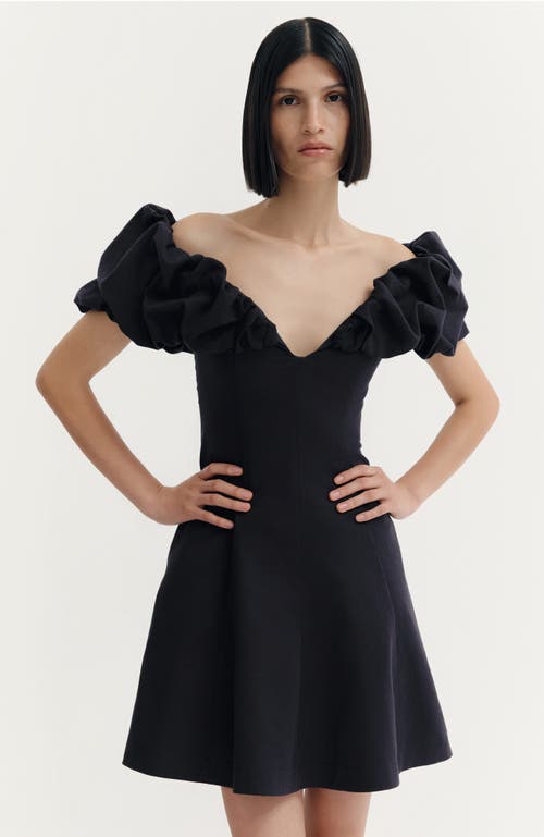 De Loreta Cumaral Puff Off The Shoulder Cotton Minidress In Blue