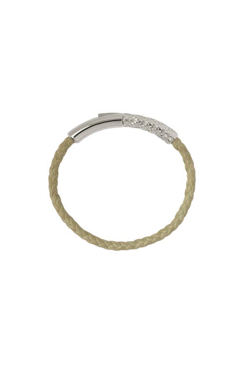 Burberry Leather Check Bracelet In Silver/artichoke