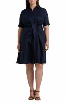 Front Tie Linen Shirtdress