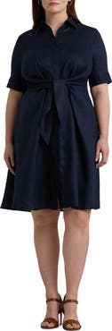 Lauren Ralph Lauren Front Tie Linen Shirtdress