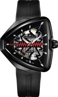 Hamilton Ventura Elvis80 Skeleton Automatic Rubber Strap Watch, 44.6mm