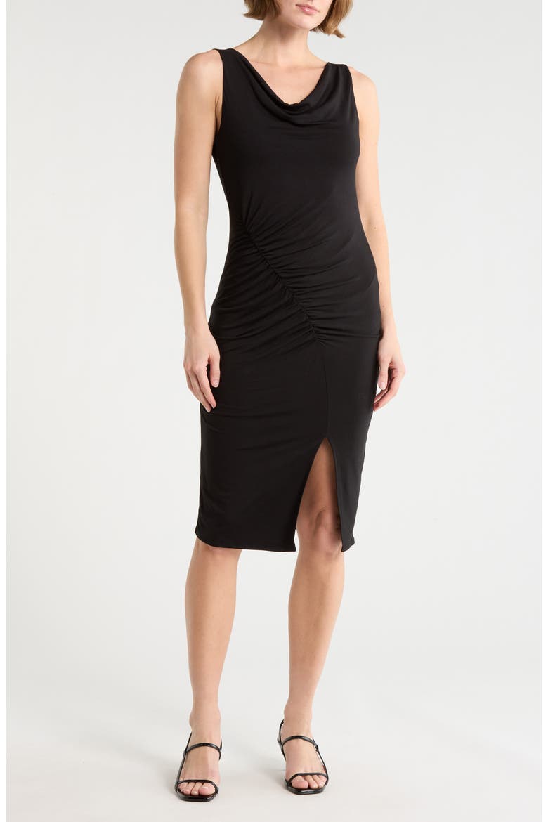 Amaya Ruched Body-Con Dress, Main, color, BLACK