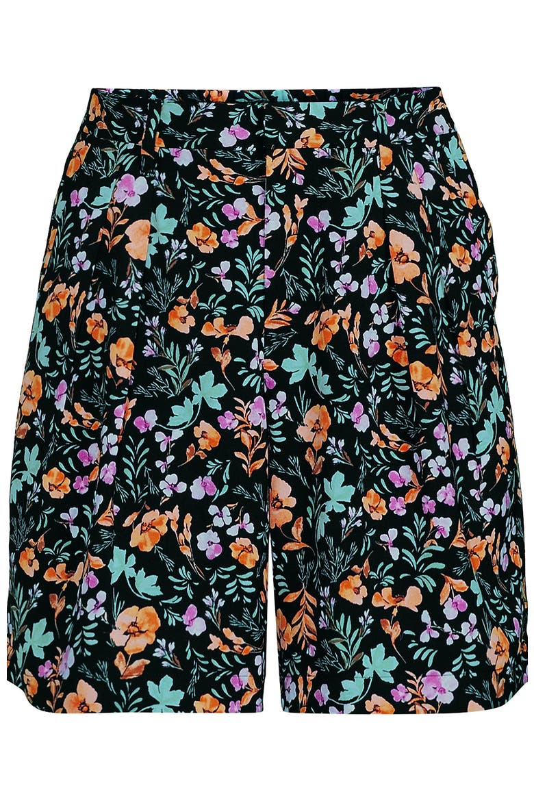 Creaseless High Rise 7" Shorts, Alternate, color, Black Large Watercolor Floral