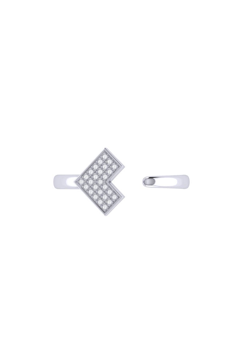One Way Arrow Sterling Silver Diamond Open Ring, Alternate, color, Silver