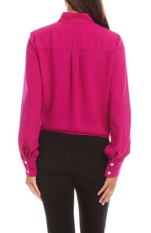 Karen Kane Tie Front Crepe Top In Pink
