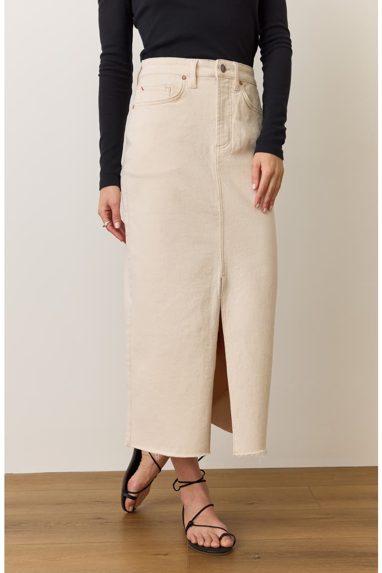 Fawn Denim Midi Skirt, Alternate, color, NATURAL