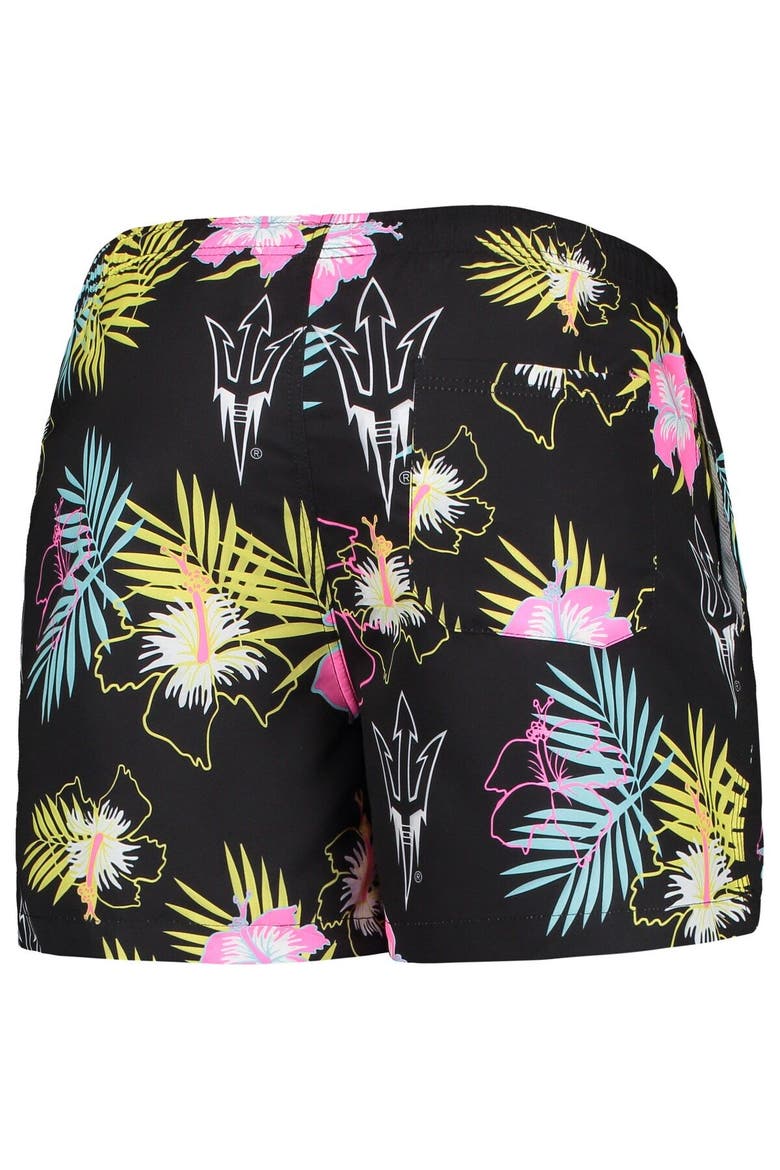 Men's FOCO Black Arizona State Sun Devils Neon Floral Swim Trunks, Alternate, color, Black