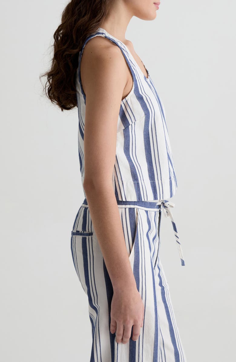 AG Alpha Stripe Crop Cotton & Linen Tank, Main, color, Line Up