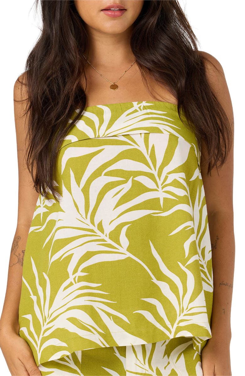 O'Neill Marissa Tropical Print Tube Top, Alternate, color, Chartreuse