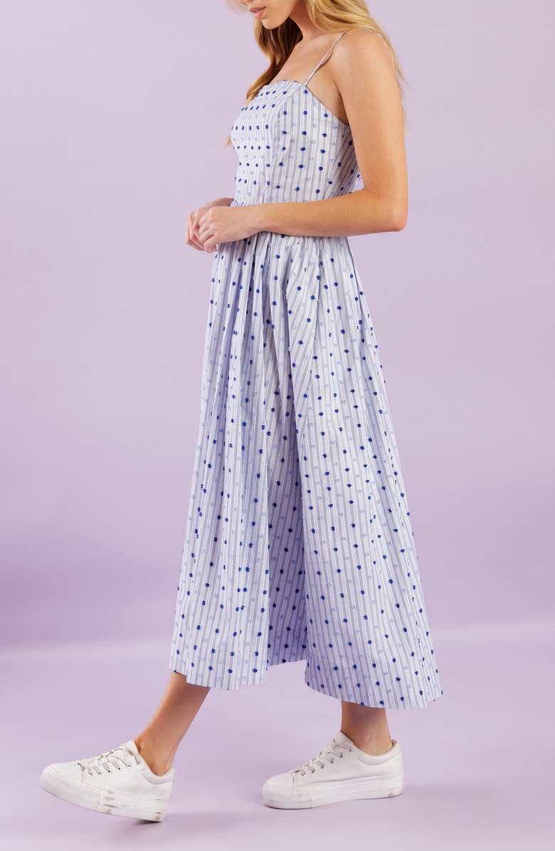 FLYING TOMATO Textured Dot Midi Dress, Alternate, color, Blue