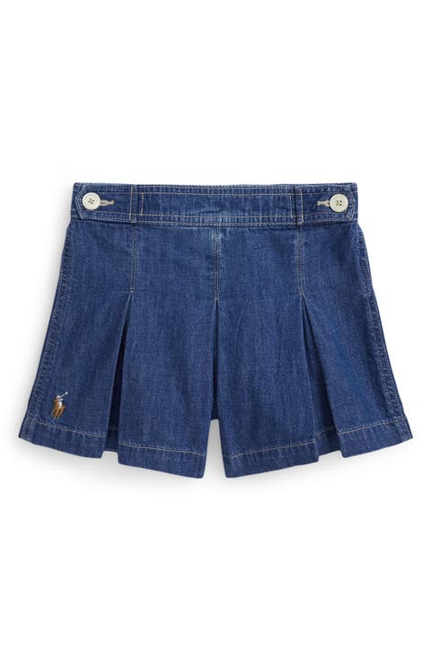 Kids' Pleated Denim Wrap Skort (Big Kid)