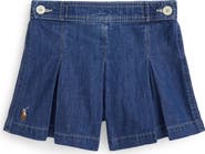 Ralph Lauren Kids' Pleated Denim Wrap Skort