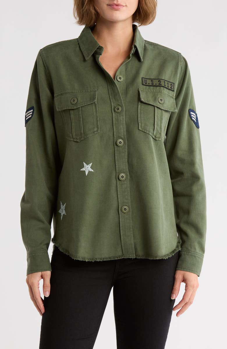 Rails Loren Cotton Blend Shirt Jacket, Main, color, Military Olive