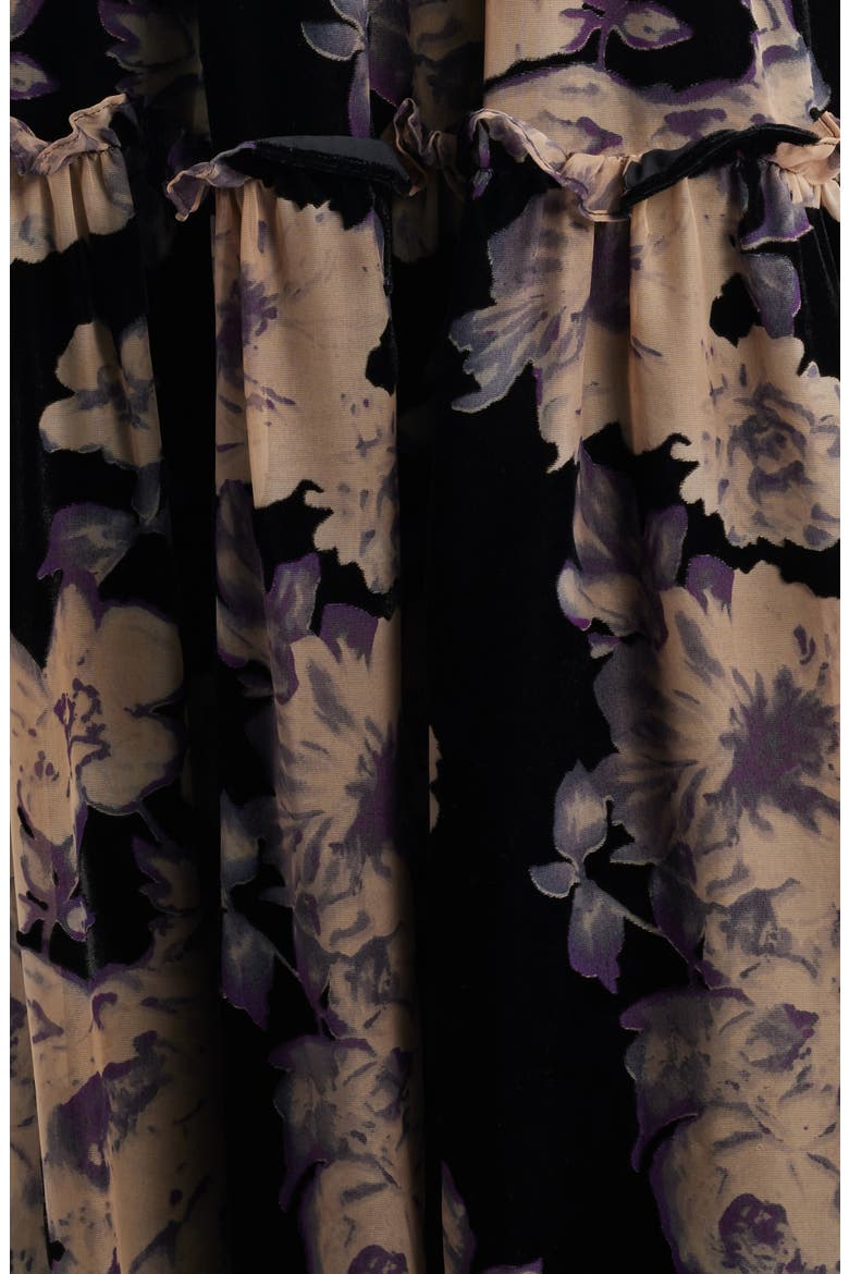 Rowan Floral Tie Shoulder Maxi Dress, Alternate, color, BLACK PURPLE