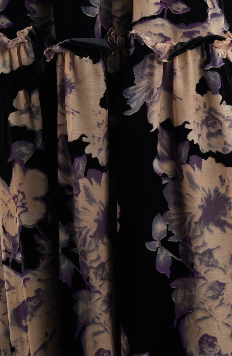 En Saison Rowan Floral Tie Shoulder Maxi Dress, Alternate, color, Black Purple