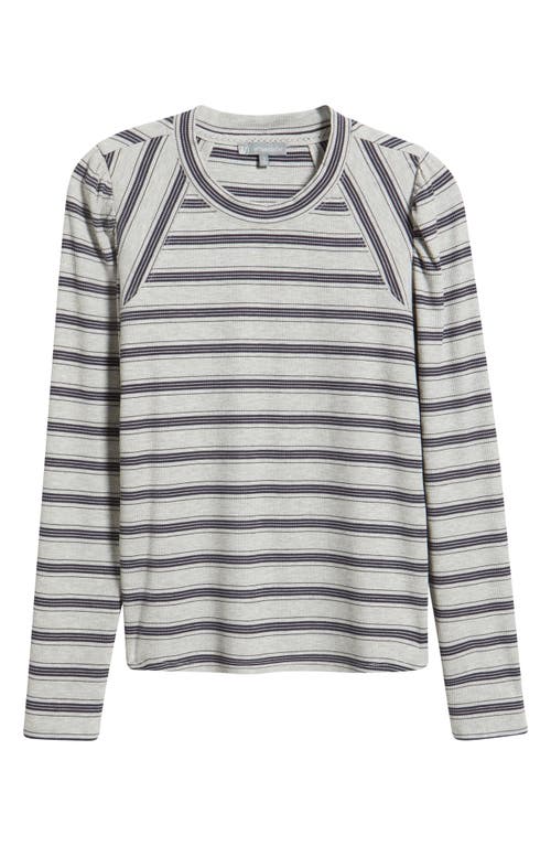 Wit & Wisdom Stripe Puff Shoulder Knit Top In White