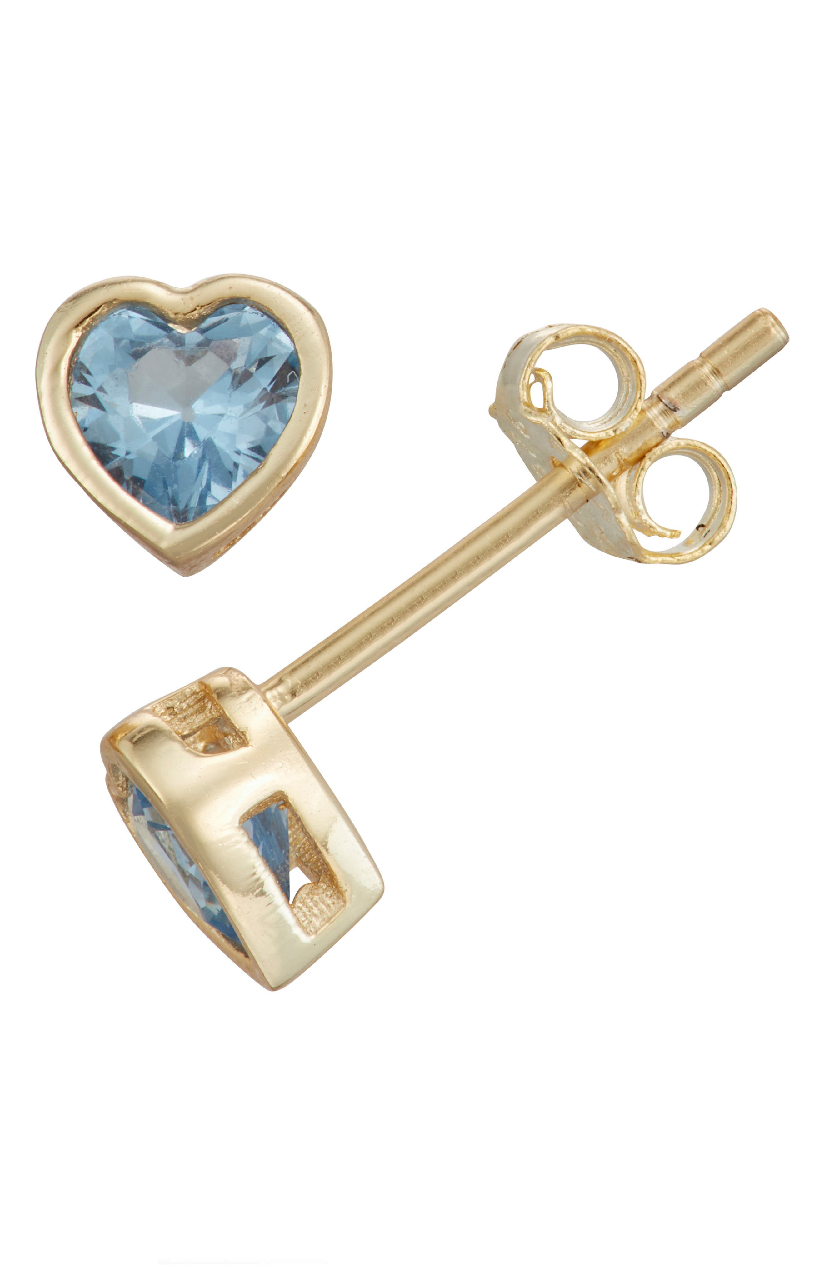 FZN Kids' Cubic Zirconia Heart Stud Earrings