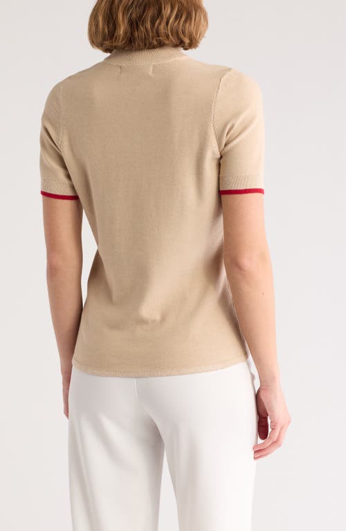 By Design Romy Mock Neck Short Sleeve Cable Knit Sweater In Neutral