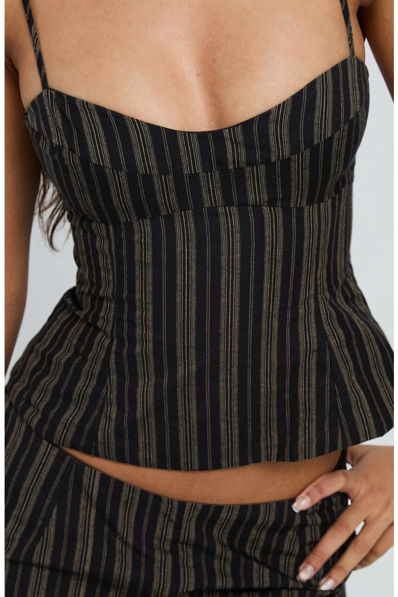 Kierstyn Stripe Crop Cotton Top & Wide Leg Pants Set, Alternate, color, BLACK STRIPE